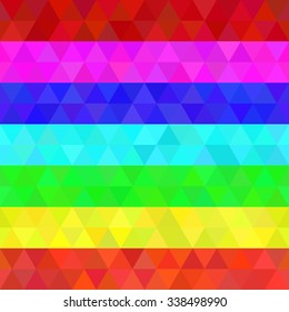 Colorful geometric seamless pattern of triangles in rainbow colors