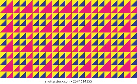 Modelo inconsútil geométrico colorido con los triángulos amarillos, magenta, y azul marino en un diseño abstracto audaz