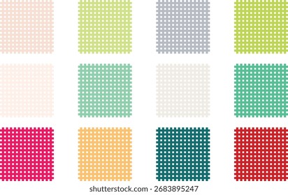 Farbenfrohe geometrische nahtlose Muster-Kollektion - Mehrfarbige quadratische Gittertexturen, moderne abstrakte Hintergründe Set für digitales Design, Stoff, Tapete, Scrapbooking und kreative Projekte