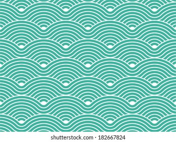 Colorful geometric seamless repetitive vector curvy waves pattern texture background vector graphic illustration