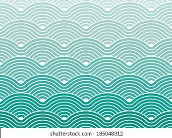 Colorful geometric seamless repetitive vector curvy waves pattern texture background vector graphic illustration