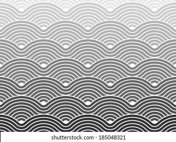 Colorful geometric seamless repetitive vector curvy waves pattern texture background vector graphic illustration