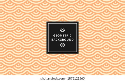 Colorful geometric seamless repetitive vector curved wave pattern background vector graphic illustration. Light, orange.