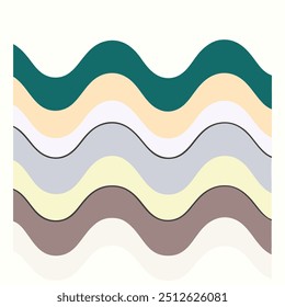 A colorful geometric seamless repetitive vector of curvy waves features flowing, wavy lines in vibrant hues, creating a continuous, looping pattern. The dynamic design offers a playful, 