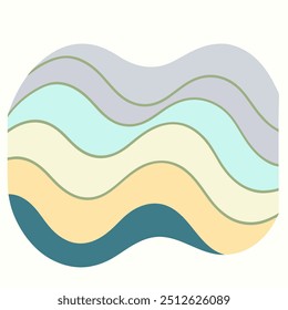 A colorful geometric seamless repetitive vector of curvy waves features flowing, wavy lines in vibrant hues, creating a continuous, looping pattern. The dynamic design offers a playful, 