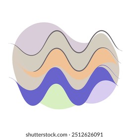 A colorful geometric seamless repetitive vector of curvy waves features flowing, wavy lines in vibrant hues, creating a continuous, looping pattern. The dynamic design offers a playful, 
