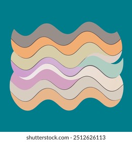 Um vetor repetitivo contínuo geométrico colorido de ondas curvas apresenta linhas onduladas fluindo em tons vibrantes, criando um padrão contínuo em loop. O design dinâmico oferece uma 