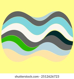 A colorful geometric seamless repetitive vector of curvy waves features flowing, wavy lines in vibrant hues