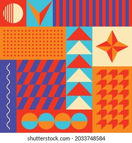 Colorful geometric shape background design - seamless bauhaus pattern illustration vector eps 10