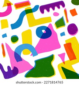 Fondo de forma geométrica colorido en el estilo de textura de impresión de la gráfica de riso a la moda. Vector Fondo moderno para el diseño y la tarjeta, cubiertas, paquete, papel envolvente.
