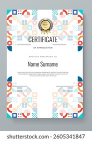 Colorful Geometric Shape Certificate of Appreciation With Modern Design