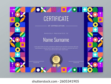 Colorful Geometric Shape Certificate of Appreciation With Modern Design