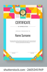 Colorful Geometric Shape Certificate of Appreciation With Modern Design