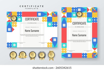 Colorful Geometric Shape Certificate of Appreciation With Modern Design
