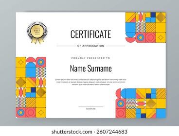 Colorful Geometric Shape Certificate of Appreciation With Modern Design