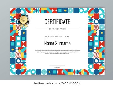 Colorful Geometric Shape Certificate of Appreciation With Modern Design