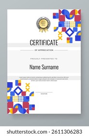 Colorful Geometric Shape Certificate of Appreciation With Modern Design