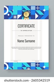 Colorful Geometric Shape Certificate Template with Geometric Design Elements