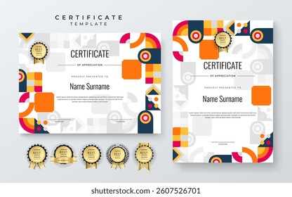 Colorful Geometric Shape Certificate Template with Geometric Design Elements