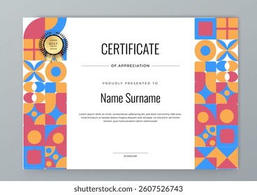Colorful Geometric Shape Certificate Template with Geometric Design Elements