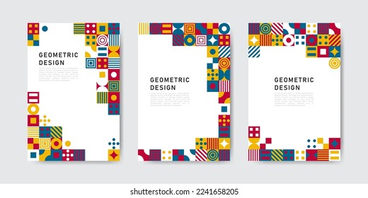 Colorful geometric shape flat design mosaic covers collection