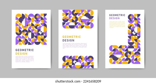 Colorful geometric shape flat design mosaic covers collection