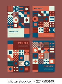Colorful geometric shape flat design mosaic cover and poster collection