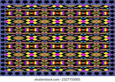 Colorful geometric shape form a pattern on black background,to be fashionable stripe