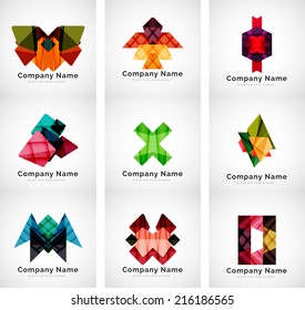 Colorful geometric shape icon collection, company branding logo design set