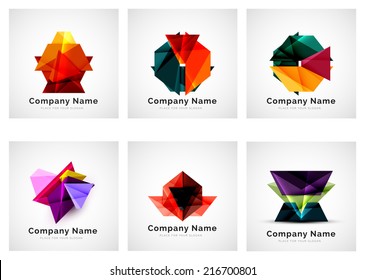 Colorida colección de iconos de forma geométrica, conjunto de diseño de logotipo de marca de empresa
