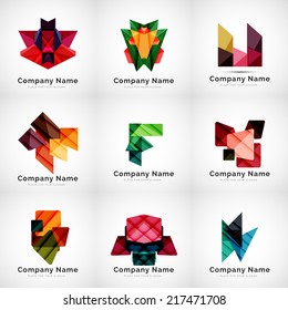 Colorful geometric shape icon collection, company branding logo design set