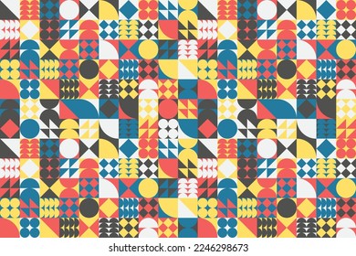 Colorful geometric shape mosaic pattern background