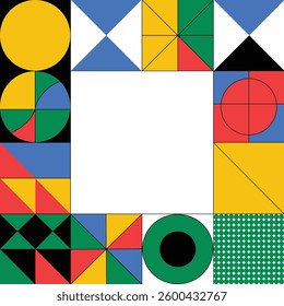 Colorful geometric shape mosaic Vector illustration with copy space White background, geometric vector pattern made with simple shapes and vivid color's 