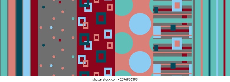 Forma geométrica colorida conjunto de patrones sin soldadura. 6 patrones vectoriales para la decoración, el papel envolvente y el tejido.