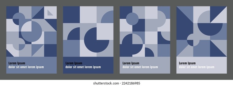 Colorful geometric shapes in background for gift card, cover, Retro, poster design set.