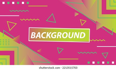 Colorful geometric shapes background with smooth gradient background design. Simple modern background template bright and vibrant colors. green and pink color theme.