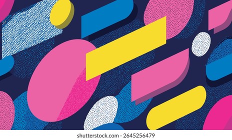 Las Formas geométricas coloridas componen el diseño abstracto contra fondo oscuro