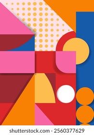 Colorful geometric shapes composition abstract graphic  background. Aesthetic design for web, post, cover, poster, print, banner and background.