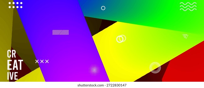 Formas geométricas coloridas con texto creativo