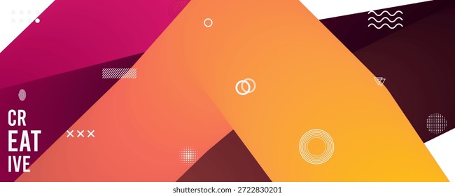 Formas geométricas coloridas con texto creativo y Elementos decorativos blancos