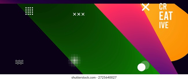 Formas geométricas coloridas con texto creativo en diseño abstracto