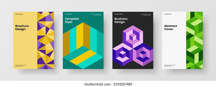 Colorful geometric shapes flyer template collection. Premium cover A4 design vector concept composition.