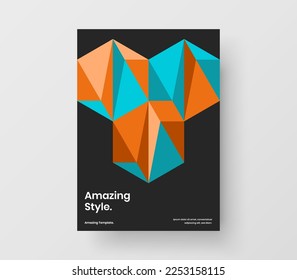 Colorful geometric shapes front page layout. Multicolored book cover design vector template.