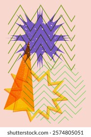 Colorful geometric shapes. Object in trendy riso graph design. Geometry elements abstract risograph print texture style.