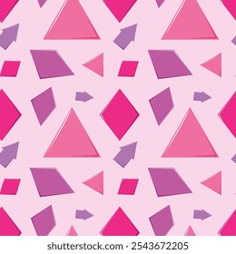 Colorful geometric shapes on a pink background