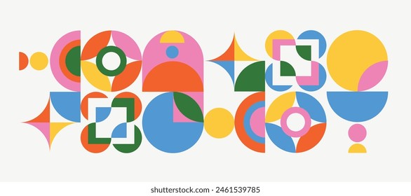 Colorful geometric shapes pattern background vector. modern abstract art deco design for poster wallpaper,cover, ads banner, fabric and print. vector illustration.