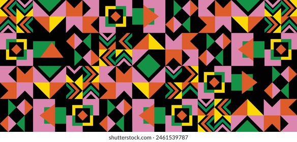 Colorful geometric shapes pattern background vector. modern abstract art deco design for poster wallpaper,cover, ads banner, fabric and print. vector illustration.