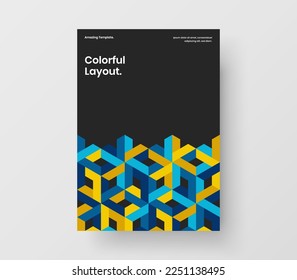 Colorful geometric shapes placard illustration. Abstract catalog cover A4 design vector concept.