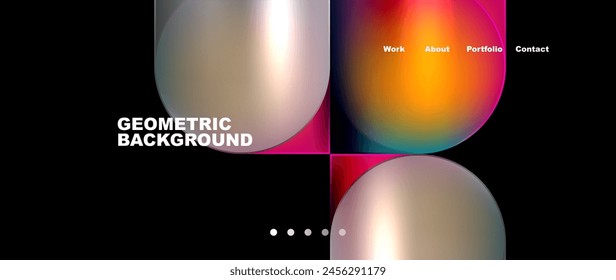 Colorful geometric shapes such as circles and squares in magenta hues on a black background, resembling a vibrant astronomical object with a lens flare effect, perfect for event decorations
