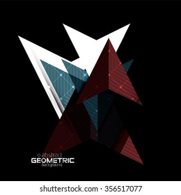 Formas geométricas coloridas con textura sobre negro. Plantilla moderna de diseño abstracto futurista. Ilustración del vector
